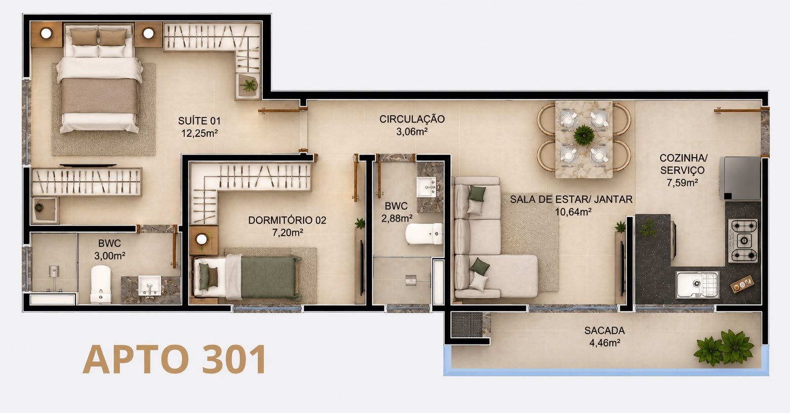 Pestana 02 — planta do apartamento 301