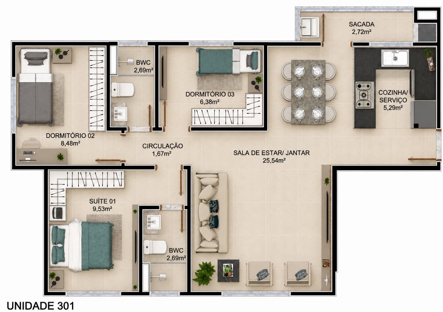 Pestana 03 — planta do apartamento 301